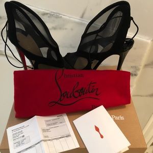 Farfamesh suede in Black Louboutin heels